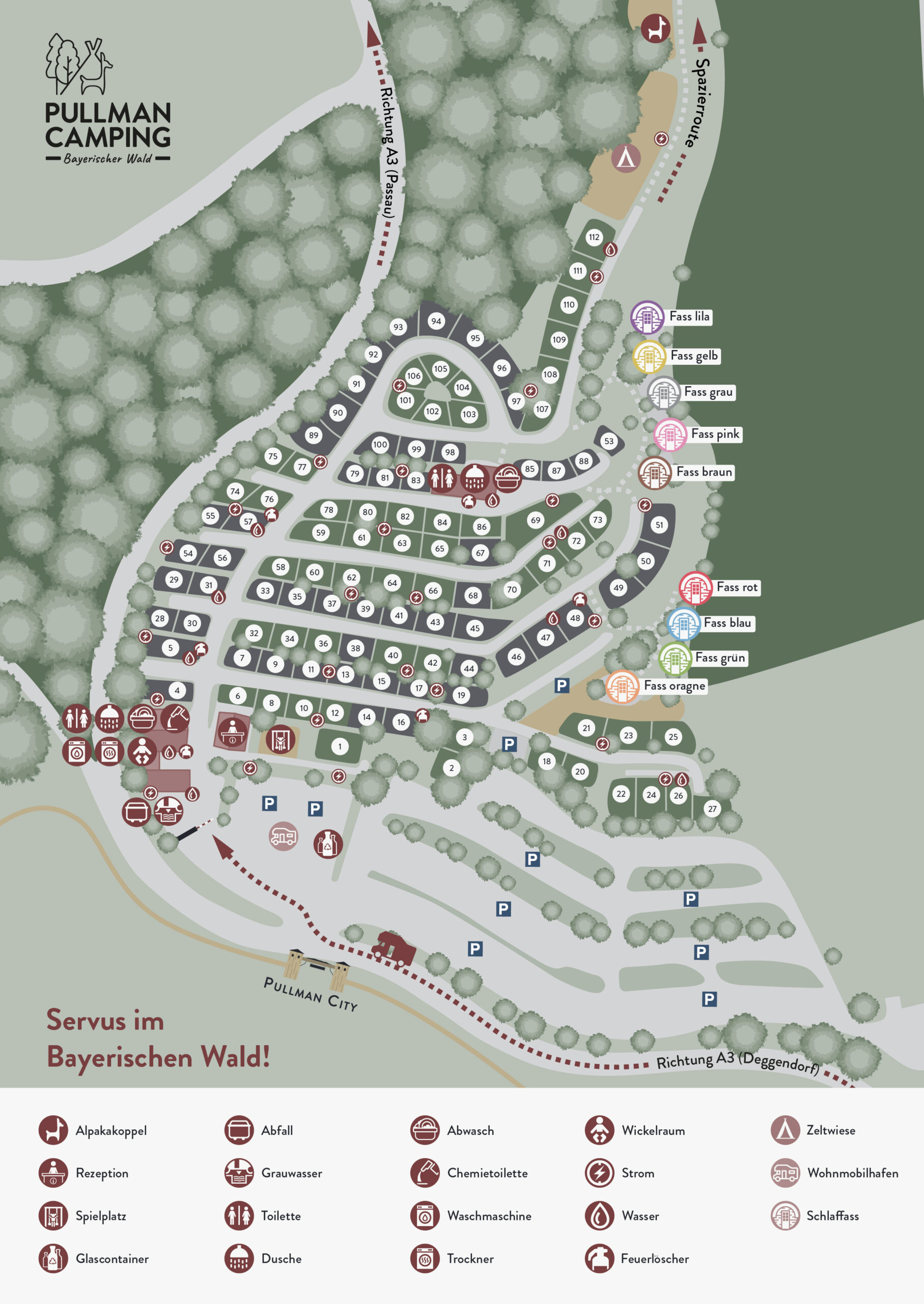 Lageplan Pullman Camping im Bayerischen Wald